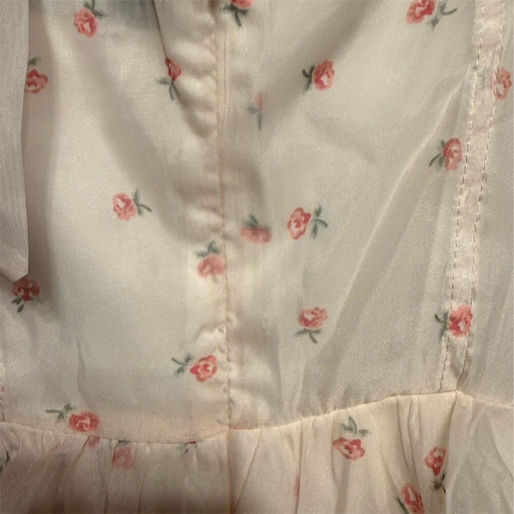 Rosie Posie Dress Womens L NWT Cream Pink Ditsy Floral Tiered Ruffle Midi - Picture 6 of 7